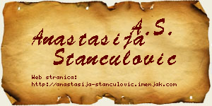Anastasija Stančulović vizit kartica